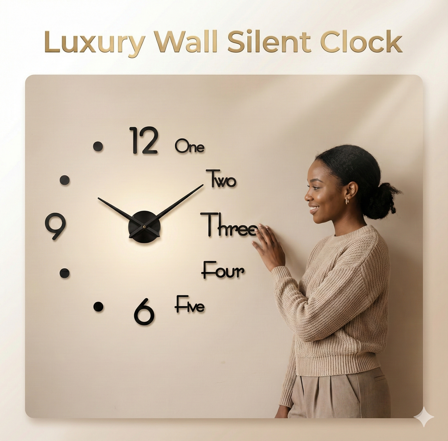 Silent Frameless Large Wall Clock