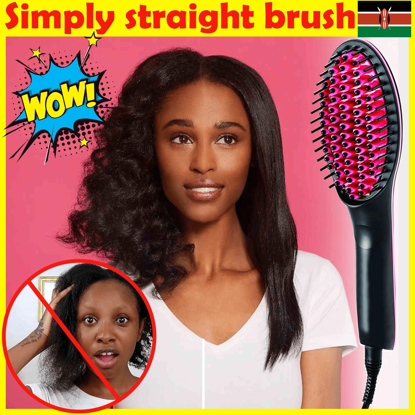 Hair Brush Straightener Straight and Shine