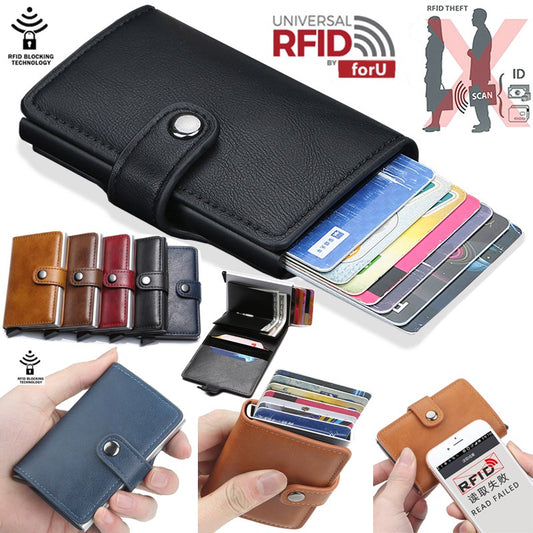 Men's RFID Blocking Wallet - 1 Black + 1 Brown